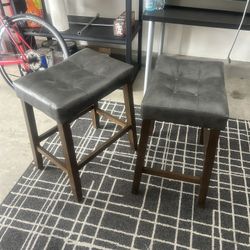 Gray W/brown Kitchen Island Stools
