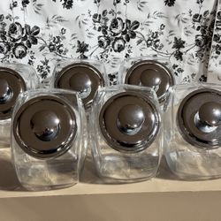 (6) Clear Glass Jar Canisters with Lids