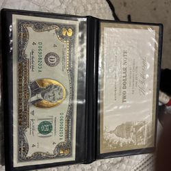 Gold 2 dollar bill