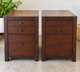 Set of 2 Wood File Cabinet End Tables / Nightstands – 3 Drawer