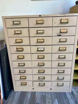 Cole Steel 27-Drawer Industrial Cabinet — Patina, Original Hardware, Made in the USA