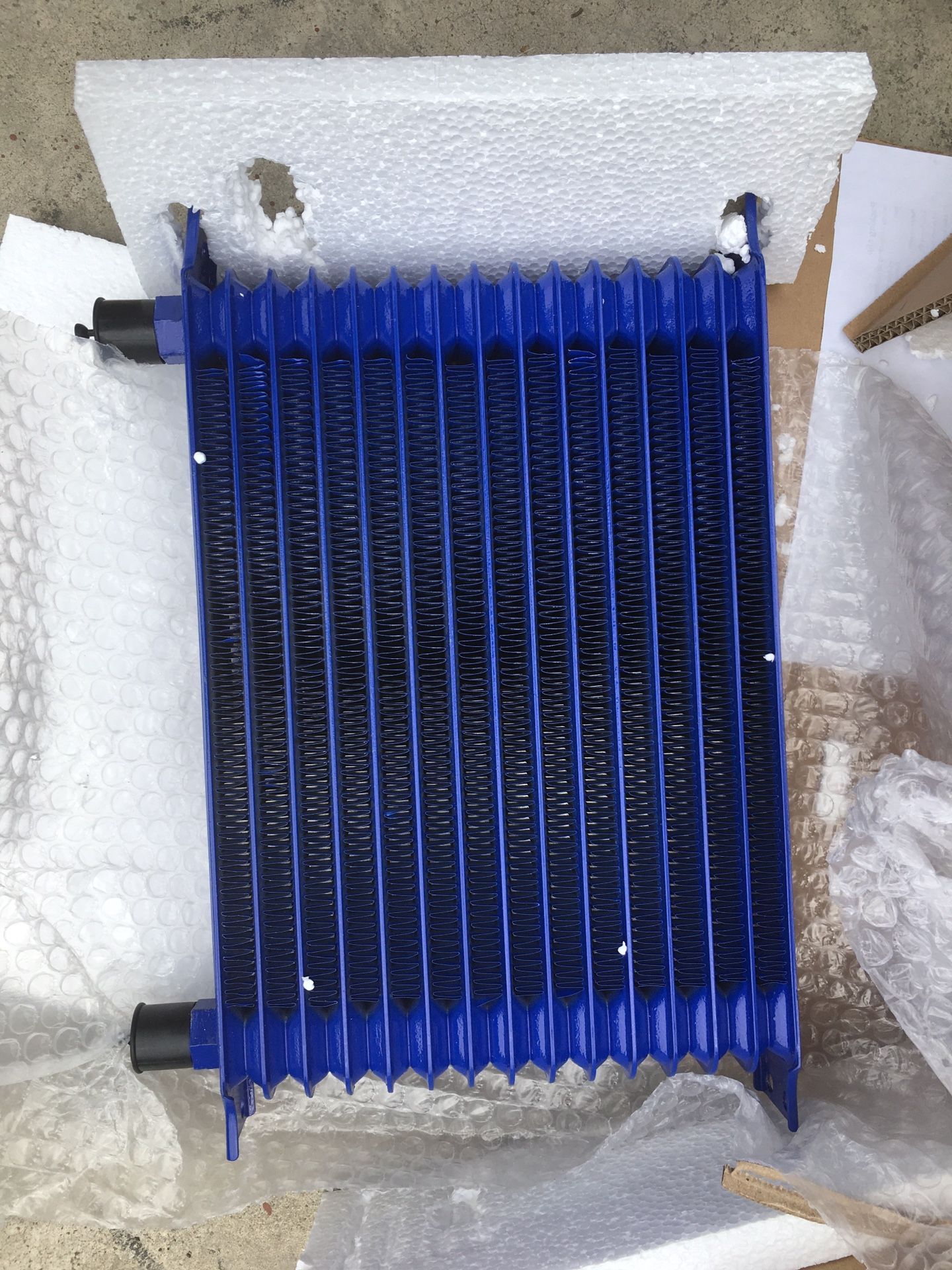 15 Row Aluminum Turbo Engine Transmission Universal Oil Cooler Blue