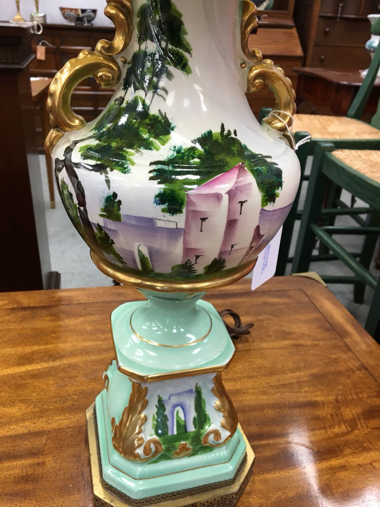 Vintage porcelain lamp, hand painted