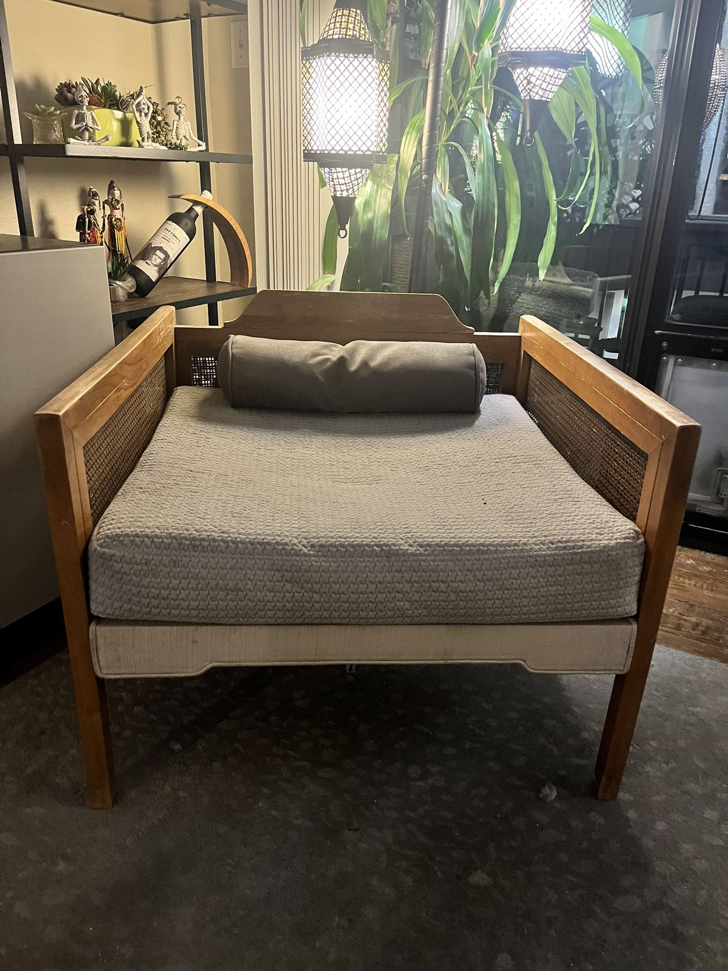 Vintage Cane Lounge Chairs – Mid Century Modern Style – Solid Wood – Set of 2