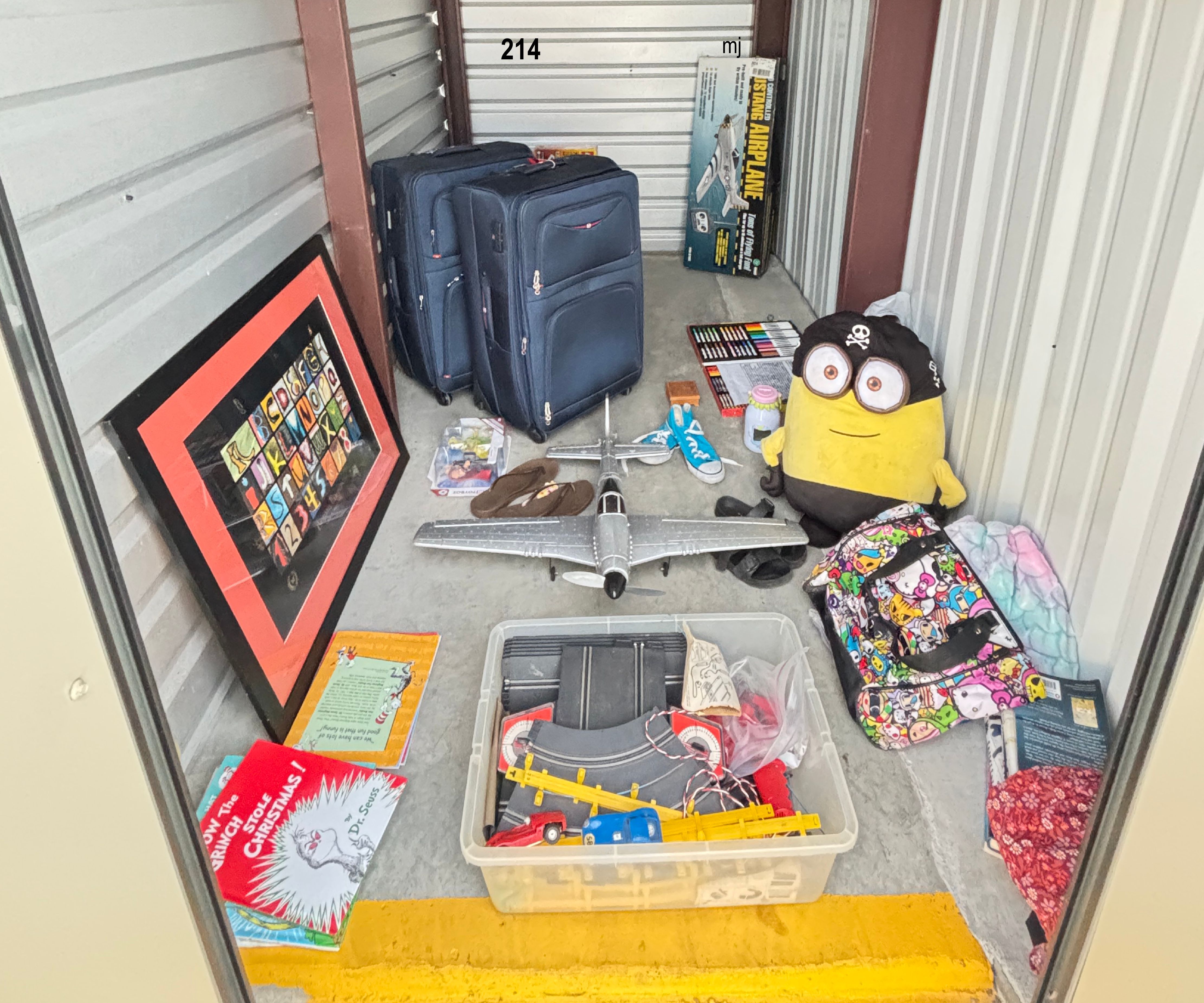 Auction Unit 214 11/23 - Toys, Mixed Household Unit With Luggage, Art, Books, RC Airplane