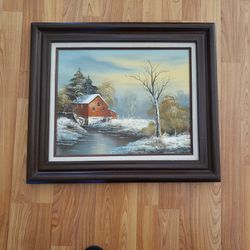 Wood Framed Cabin Canvas Painting