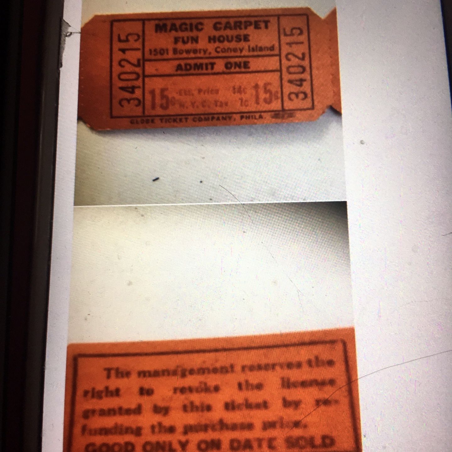 Coney Island Magic Carpet tickets about . 1930-1940s