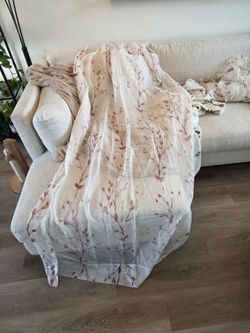 Sheer Red Floral Curtains