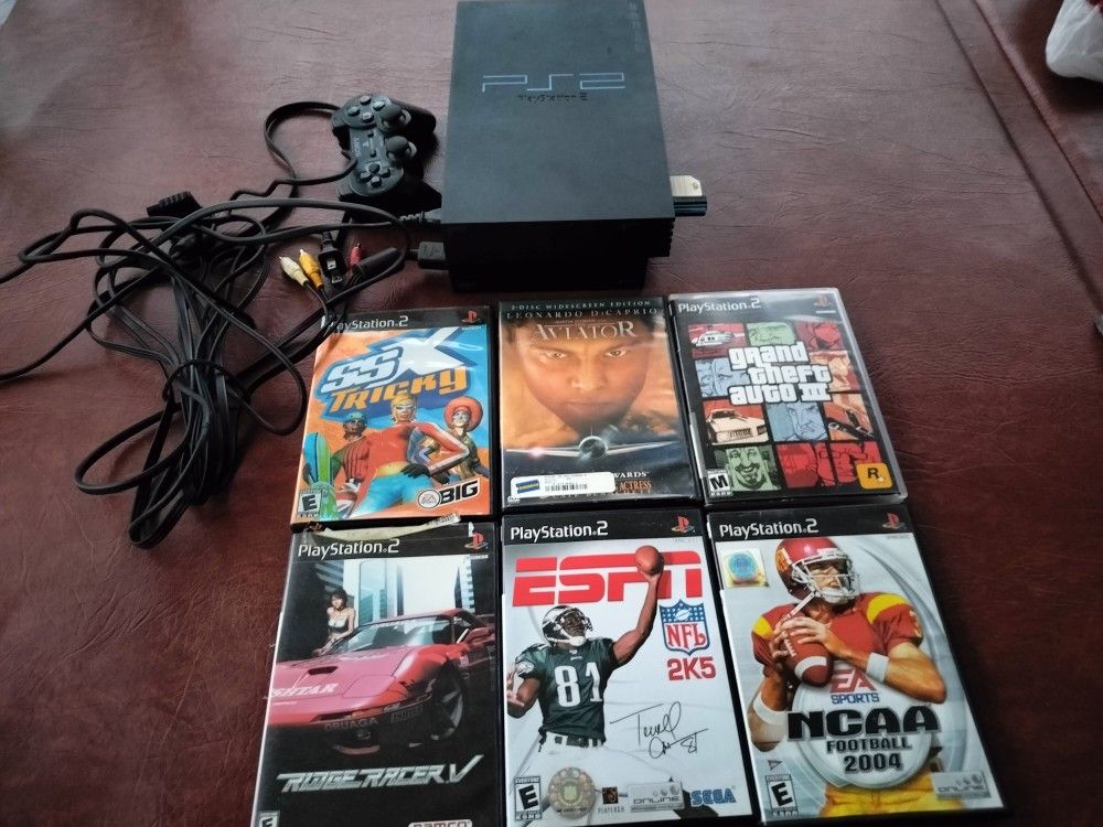 PlayStation 2 With Controller And Six Games