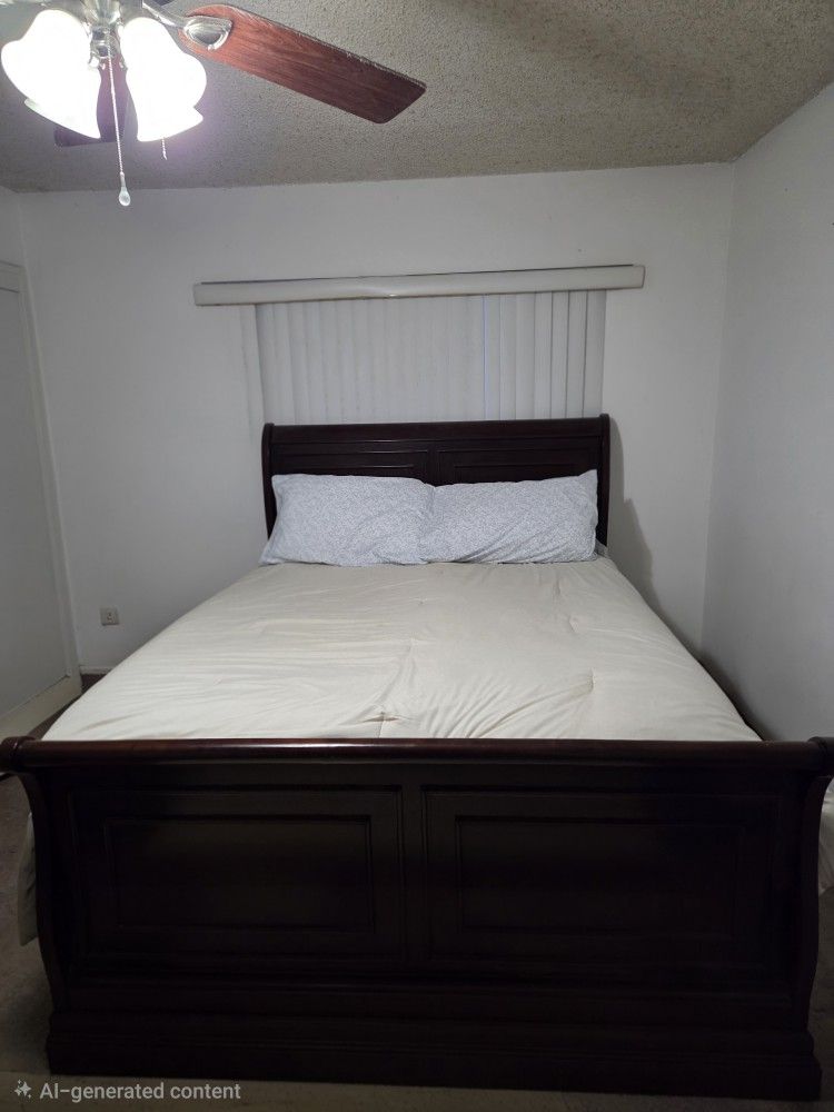 Queen Bed Frame With Mattress & Box Spring