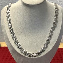 925 Sterling Silver Ladies Swirl Choker necklace size 17”