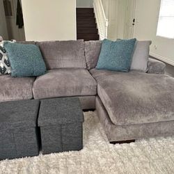 Soft Gray Plush Couch 