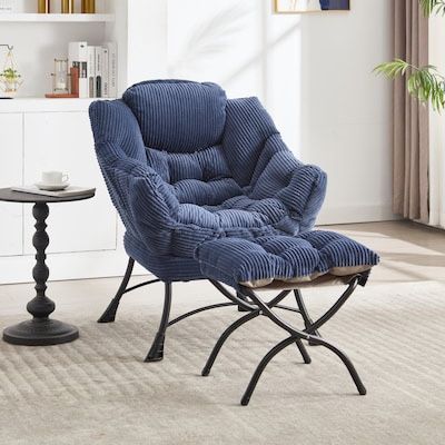 Blue Modern Portable Lazy Lounge Chair with Ottoman with Armrests [NEW]  **Retails for $150