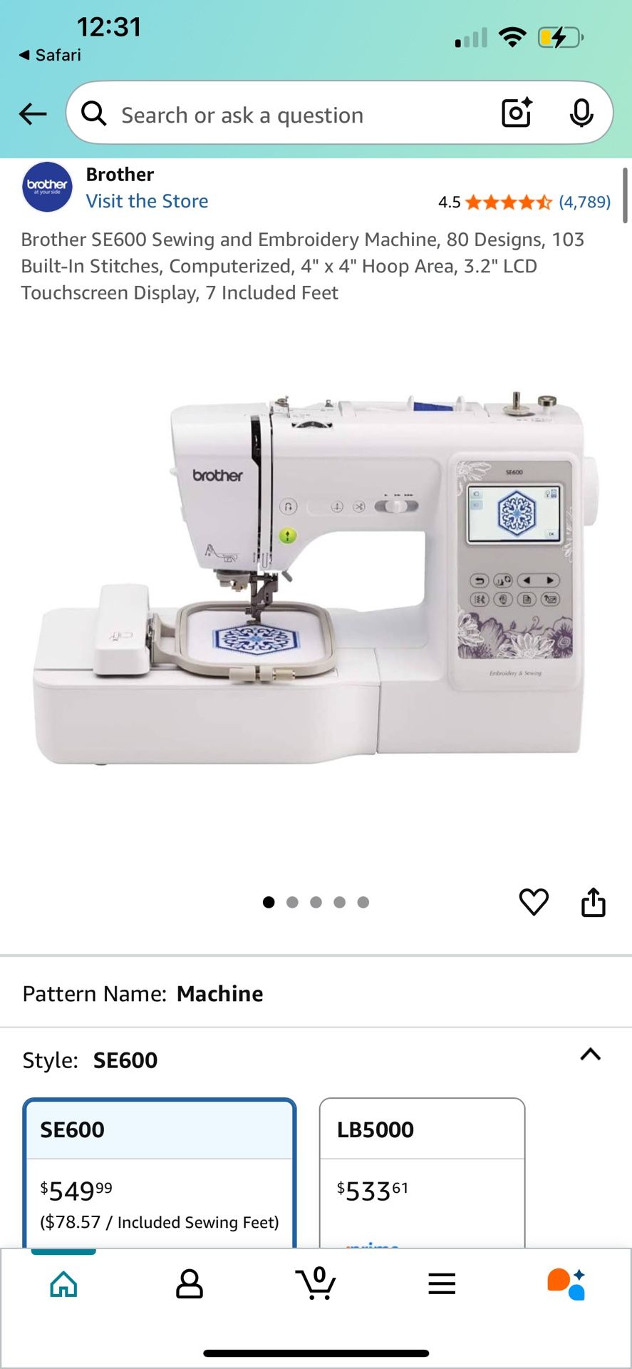 Brother SE600 Sewing And Embroidery Machine
