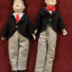 Vintage pair of Laurel and Hardy porcelain dolls