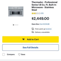 New Thermador Built In Microwave Oven
