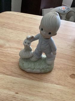 Precious Moments Boy with Bunny Figurine