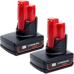 2-Pack 12V 6.0Ah M12 Battery Replacement for Milwaukee 12-Volt M12 Lithium XC 6.0Ah Extended Capacity Cordless Power Tools Battery 48-11-2460 48-11-24