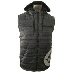 ECKO UNLTD MEN'S BLACK ZIP UP HOODIE PUFFER SLEEVELESS VEST. Size L. Very Good Condition. 