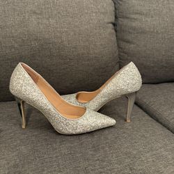 Silver Sparkle Christian Soriano Shoes w/ 4” Heel