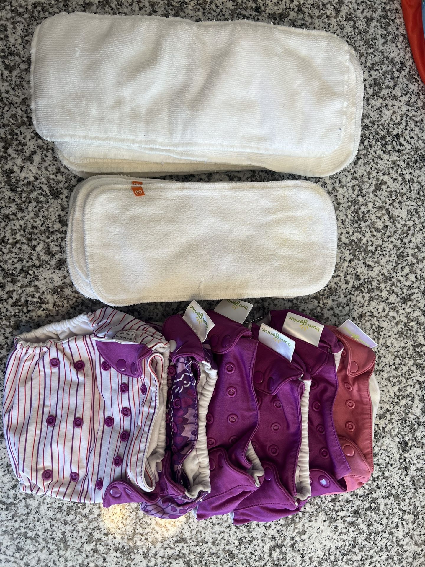 Purple BumGenius Cloth Diapers And Inserts