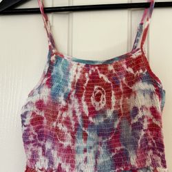 Tie dye strap summer dress