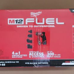 Milwaukee M12 FUEL 12V Lithium-Ion Brushless Cordless 4-in-1 Installation 3/8 in. Drill Driver Kit with 4-Tool Heads 