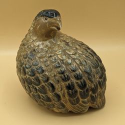 Vintage Quail Partridge Ceramic Pottery Bird Figurine 6" unmarked 