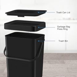 Countertop Compost Bin - 1.3 Gallons Hanging Small Trash Can with Lid for Kitchen Bathroom, Under Sink Kitchen Trash Can, Indoor Counter Compost Bucke