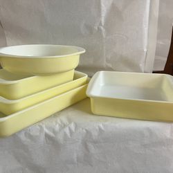 Vintage Htf Pale Yellow Pyrex Baking Pan Set