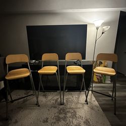 Set of 4 Modern Bar Stools - Wood & Metal Frame