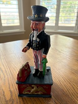 Vintage Uncle Sam Cast Iron Mechanical Coin Bank