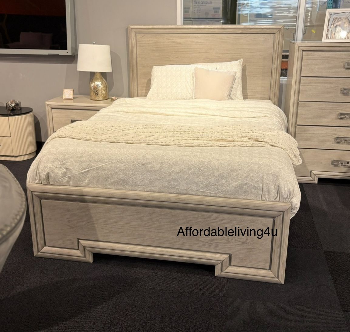 Queen Rustic White Bed Frame Brand New In Box