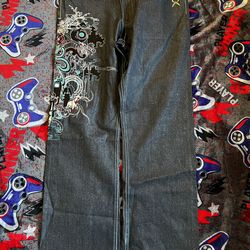 Artful Dodger Y2K Embroidered Baggy Jeans RARE