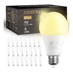 DAYBETTER 24 Pack A19 LED Light Bulbs, 60 Watt Equivalent LED Bulbs, Long Lifespan High Brightness 800LM Warm White 2700K, E26 Standard Base Light Bul