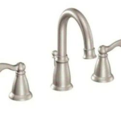Moen Traditional Spot Resist Two-Handle Bathroom Faucet, Brushed Nickel (WS84004SRN)