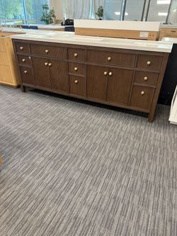 84” Bathroom Vanity In Dark Wood Color 