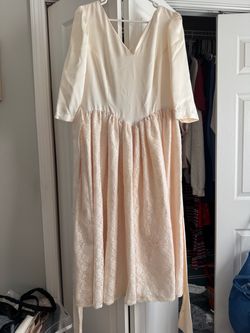 Cream Satin and Lace Formal Gown