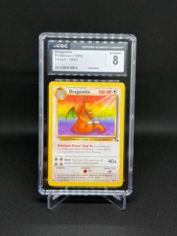 Dragonite 19/62 Fossil Non-Holo Rare CGC 8