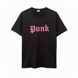 Unisex black Punk graphic T shirt