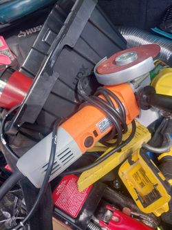 Orange Electric Angle Grinder with Disc