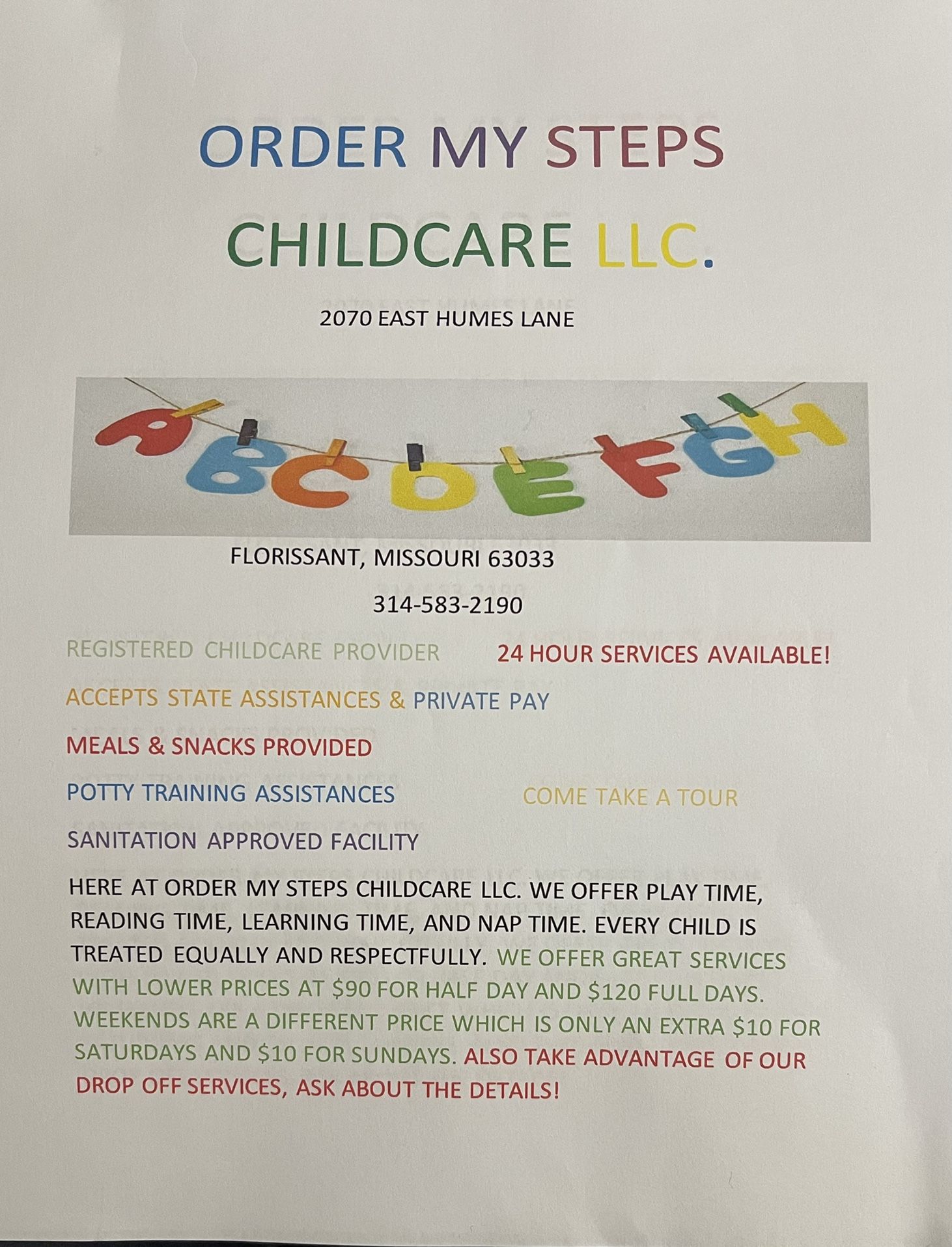 Order My Steps Childcare LLC.