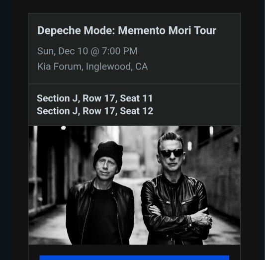 Depeche Mode Tickets Floor Seats 