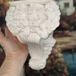 Pair of hanging vintage cherub shelves, Wall Decor / Drapery Curtain Rod