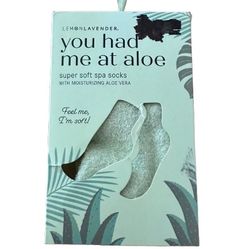 New Lemon Lavender Brand Aloe Vera Spa Socks "You Had Me At Aloe"