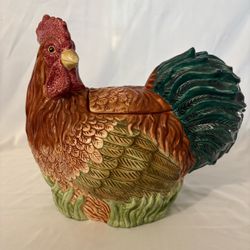 Vintage MWW World Market Ceramic Rooster Cookie Jar Hand-Painted Country Rustic Farmhouse
