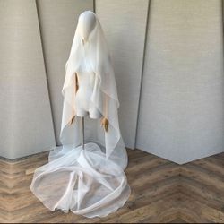 Ivory Wedding Veil 100% Silk Organza