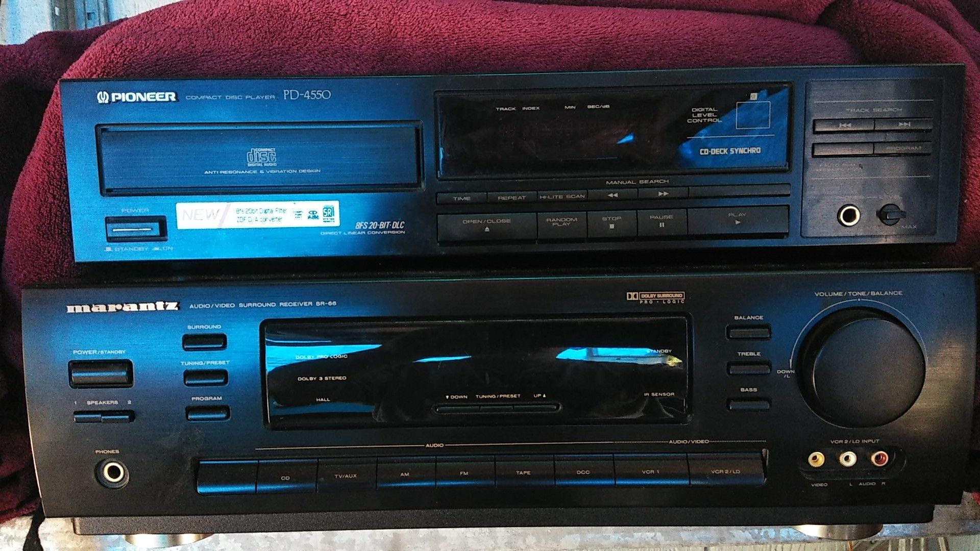 A marantz stereo receiver/ with a pioneer CD deck