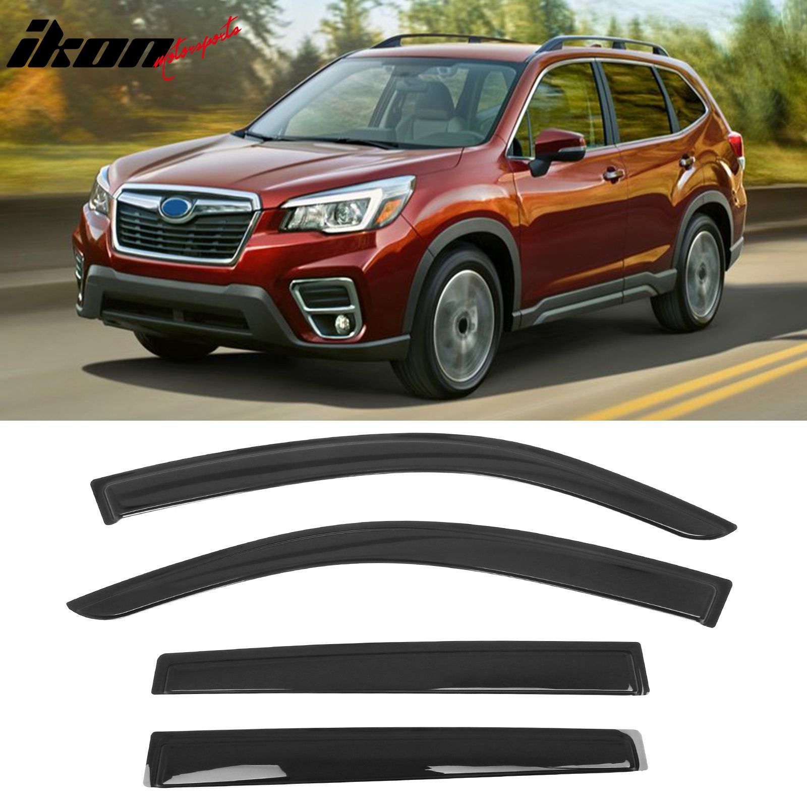Fits 2019-2024 Subaru Forester Tape on Window Visors Vent Rain Sun Guards Deflectors