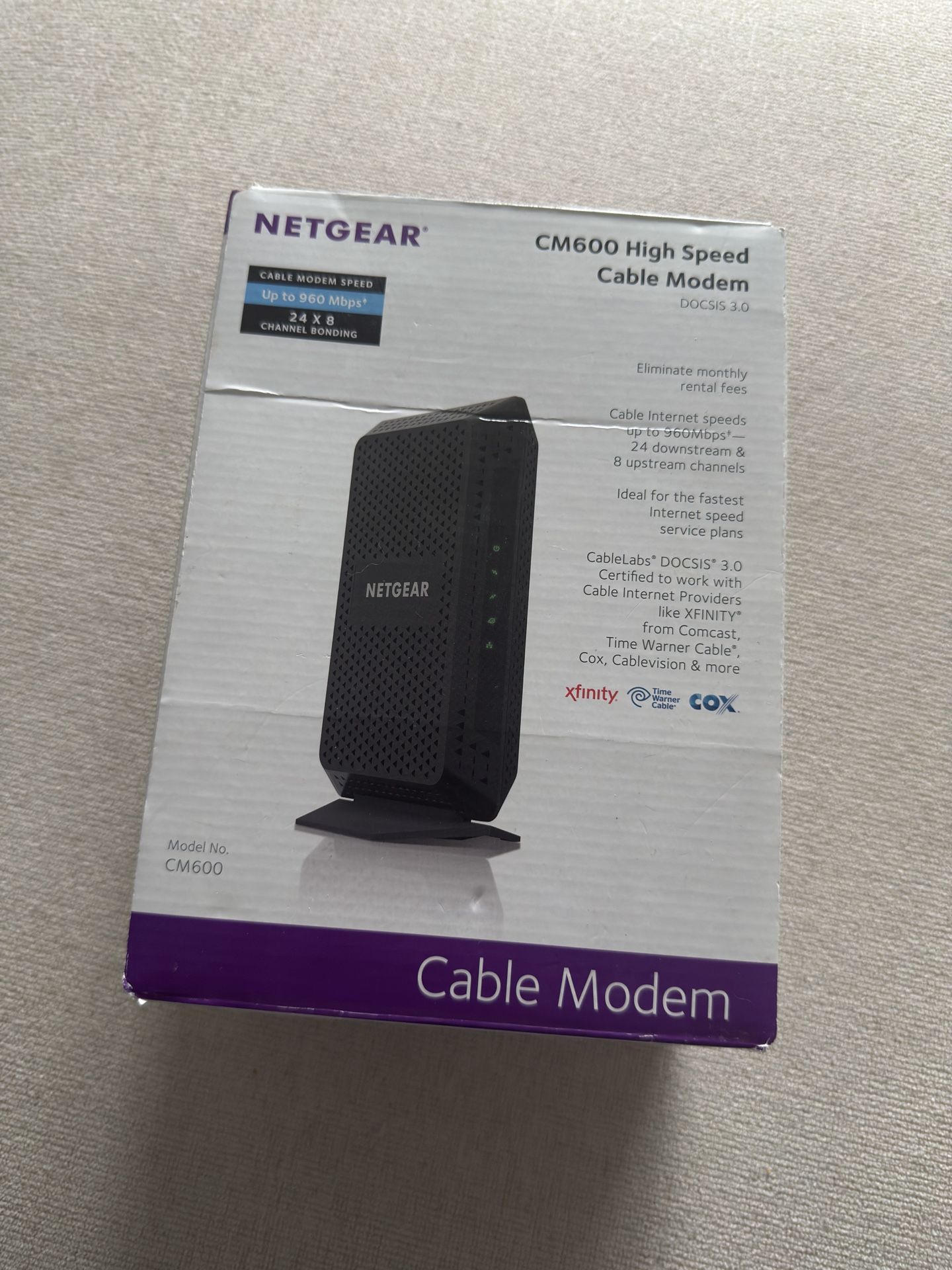 Netgear Cable Modem CM600 Compatible With Cable Providers Like New